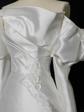 Elegant Wedding Dress Mermaid Strapless White Satin Summer Long Sleeves Wedding Dresses Bride Dress Bridal Gowns HZ1214