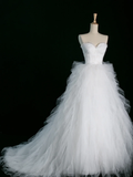 Elegant Wedding Dress Ball Gown Sweetheart White Tulle Summer Long Wedding Dresses Bride Dress Bridal Gowns HZ1214