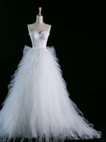 Elegant Wedding Dress Ball Gown Sweetheart White Tulle Summer Long Wedding Dresses Bride Dress Bridal Gowns HZ1214