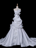 Pretty Wedding Dress Mermaid Strapless White Satin Long Vintage Wedding Dresses Bridal Gowns Brides Gown HZ1214