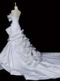 Pretty Wedding Dress Mermaid Strapless White Satin Long Vintage Wedding Dresses Bridal Gowns Brides Gown HZ1214