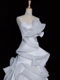 Pretty Wedding Dress Mermaid Strapless White Satin Long Vintage Wedding Dresses Bridal Gowns Brides Gown HZ1214
