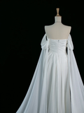 Pretty Wedding Dress A line Off The Shoulder Short Sleeves White Long Wedding Dresses Bridal Gowns Brides Gown HZ1214