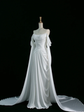 Pretty Wedding Dress A line Off The Shoulder Short Sleeves White Long Wedding Dresses Bridal Gowns Brides Gown HZ1214