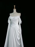Pretty Wedding Dress A line Off The Shoulder Short Sleeves White Long Wedding Dresses Bridal Gowns Brides Gown HZ1214