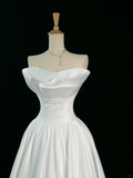 Pretty Wedding Dress A line Strapless Sleeveless White Long Wedding Dresses Bridal Gowns Brides Gown HZ1214