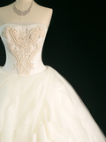 Elegant Wedding Dress Ball Gown Strapless Sleeveless Ivory Summer Long Wedding Dresses Bride Dress Bridal Gowns HZ1214
