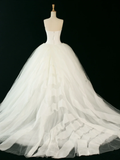 Elegant Wedding Dress Ball Gown Strapless Sleeveless Ivory Summer Long Wedding Dresses Bride Dress Bridal Gowns HZ1214