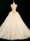 Elegant Wedding Dress Ball Gown Straps Sleeveless Ivory Tulle Summer Long Wedding Dresses Bride Dress Bridal Gowns HZ1214