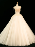 Elegant Wedding Dress Ball Gown Straps Sleeveless Ivory Tulle Summer Long Wedding Dresses Bride Dress Bridal Gowns HZ1214