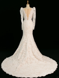 Pretty Wedding Dress Mermaid V Neck Ivory Sleeveless Lace Long Vintage Wedding Dresses Bridal Gowns Brides Gown HZ1214