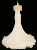 Pretty Wedding Dress Mermaid Sweetheart Short Sleeves Sequin Long Vintage Wedding Dresses Bridal Gowns Brides Gown HZ1214