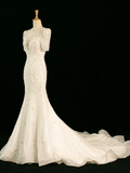 Pretty Wedding Dress Mermaid Sweetheart Short Sleeves Sequin Long Vintage Wedding Dresses Bridal Gowns Brides Gown HZ1214