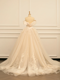 Elegant Wedding Dress Ball Gown Off The Shoulder Short Sleeves Ivory Tulle Summer Long Wedding Dresses Bride Dress Bridal Gowns HZ1214