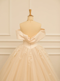 Elegant Wedding Dress Ball Gown Off The Shoulder Short Sleeves Ivory Tulle Summer Long Wedding Dresses Bride Dress Bridal Gowns HZ1214