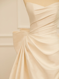 Elegant Wedding Dress Ball Gown Sweetheart Sleeves Ivory Satin Summer Long Wedding Dresses Bride Dress Bridal Gowns HZ1214