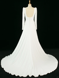 Pretty Wedding Dress A line Square Neck Long Sleeves White Long Wedding Dresses Bridal Gowns Brides Gown HZ1214