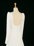 Pretty Wedding Dress A line Square Neck Long Sleeves White Long Wedding Dresses Bridal Gowns Brides Gown HZ1214