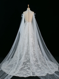 Pretty Wedding Dress A line Scoop Neck Long Sleeves Tulle Lace Vintage Wedding Dresses Bridal Gowns Brides Gown HZ1214