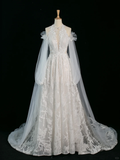 Pretty Wedding Dress A line Scoop Neck Long Sleeves Tulle Lace Vintage Wedding Dresses Bridal Gowns Brides Gown HZ1214