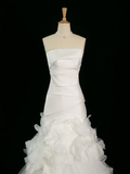 Pretty Wedding Dress Mermaid Strapless White Sleeveless Satin Long Vintage Wedding Dresses Bridal Gowns Brides Gown HZ1214