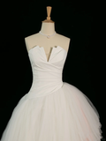 Elegant Wedding Dress Ball Gown Strapless White Tulle Summer Long Wedding Dresses Bride Dress Bridal Gowns HZ1214