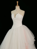 Elegant Wedding Dress Ball Gown Strapless White Tulle Summer Long Wedding Dresses Bride Dress Bridal Gowns HZ1214