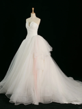 Elegant Wedding Dress Ball Gown Strapless White Tulle Summer Long Wedding Dresses Bride Dress Bridal Gowns HZ1214