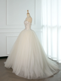 Elegant Wedding Dress Ball Gown Strapless Sleeveless White Tulle Summer Wedding Dresses Bride Dress Bridal Gowns HZ1214