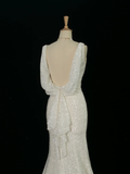 Pretty Wedding Dress Mermaid Spaghetti Straps White Sequin Long Vintage Wedding Dresses Bridal Gowns Brides Gown HZ1214