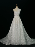 Elegant Wedding Dress Ball Gown One Shoulder Sleeveless White Lace Summer Wedding Dresses Bride Dress Bridal Gowns HZ1214