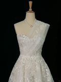 Elegant Wedding Dress Ball Gown One Shoulder Sleeveless White Lace Summer Wedding Dresses Bride Dress Bridal Gowns HZ1214