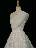 Elegant Wedding Dress Ball Gown One Shoulder Sleeveless White Lace Summer Wedding Dresses Bride Dress Bridal Gowns HZ1214