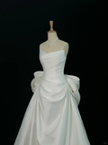 Elegant Wedding Dress Ball Gown Sweetheart Sleeveless White Satin Summer Long Wedding Dresses Bride Dress Bridal Gowns HZ1214