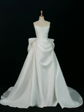 Elegant Wedding Dress Ball Gown Sweetheart Sleeveless White Satin Summer Long Wedding Dresses Bride Dress Bridal Gowns HZ1214