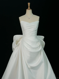 Elegant Wedding Dress Ball Gown Sweetheart Sleeveless White Satin Summer Long Wedding Dresses Bride Dress Bridal Gowns HZ1214
