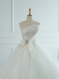 Pretty Wedding Dress Ball Gown Strapless White Sleeveless Tulle Long Vintage Wedding Dresses Bridal Gowns Brides Gown HZ1214