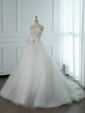 Pretty Wedding Dress Ball Gown Strapless White Sleeveless Tulle Long Vintage Wedding Dresses Bridal Gowns Brides Gown HZ1214