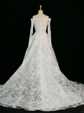 Pretty Wedding Dress Ball Gown Off The Shoulder White Long Sleeves Lace Long Vintage Wedding Dresses Bridal Gowns Brides Gown HZ1214