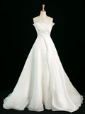 Elegant Wedding Dress Ball Gown Strapless Sleeveless White Summer Long Wedding Dresses Bride Dress Bridal Gowns HZ1214