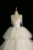 Elegant Wedding Dress Ball Gown Spaghetti Straps Tulle Sleeveless White Summer Long Wedding Dresses Bride Dress Bridal Gowns HZ1214
