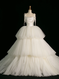 Elegant Wedding Dress Ball Gown Spaghetti Straps Tulle Sleeveless White Summer Long Wedding Dresses Bride Dress Bridal Gowns HZ1214