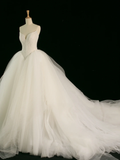 Elegant Wedding Dress Ball Gown Sweetheart Tulle Sleeveless White Summer Long Wedding Dresses Bride Dress Bridal Gowns HZ1214