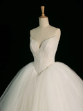 Elegant Wedding Dress Ball Gown Sweetheart Tulle Sleeveless White Summer Long Wedding Dresses Bride Dress Bridal Gowns HZ1214