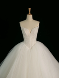 Elegant Wedding Dress Ball Gown Sweetheart Tulle Sleeveless White Summer Long Wedding Dresses Bride Dress Bridal Gowns HZ1214