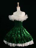 Cute Ball Gown Strapless Dark Green Short Velvet Formal 8th Grade Homecoming Dresses Summer Middle School Hoco Dress Homecoming Outfits HZ1214