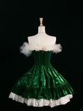 Cute Ball Gown Strapless Dark Green Short Velvet Formal 8th Grade Homecoming Dresses Summer Middle School Hoco Dress Homecoming Outfits HZ1214