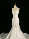 Pretty Wedding Dress Mermaid Sweetheart White Lace Long Vintage Wedding Dresses Bridal Gowns Brides Gown HZ1214