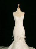Pretty Wedding Dress Mermaid Sweetheart White Lace Long Vintage Wedding Dresses Bridal Gowns Brides Gown HZ1214