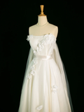 Pretty Wedding Dress A line Strapless White Tulle Long Vintage Wedding Dresses Bridal Gowns Brides Gown HZ1214